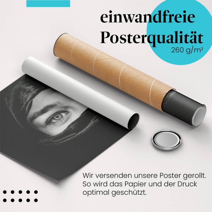 "Frau mit Hidschab": Gerolltes Poster - geheimnisvolle Augen.